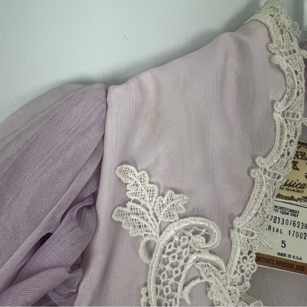 Gunne Sax Lilac 70s Dress Lace Ruffles - Picture 13 of 14